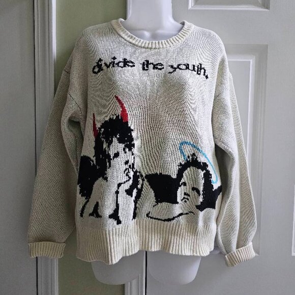 Divide the Youth Demons and Angels Knitted Sweater Size Large - Picture 2 of 10